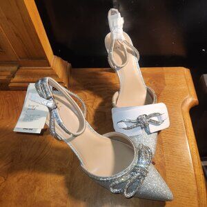 Women's Carmin Bow Pumps A New Day Sparkly Silver Size 9